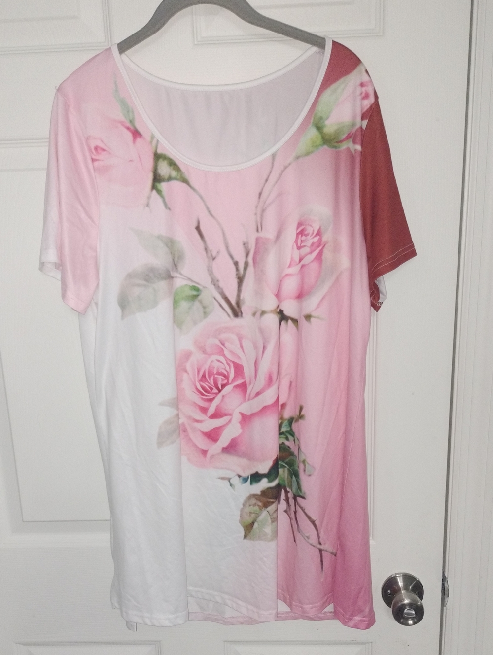 Floral Pink Rose Print Tunic Top